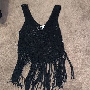Black fringe top